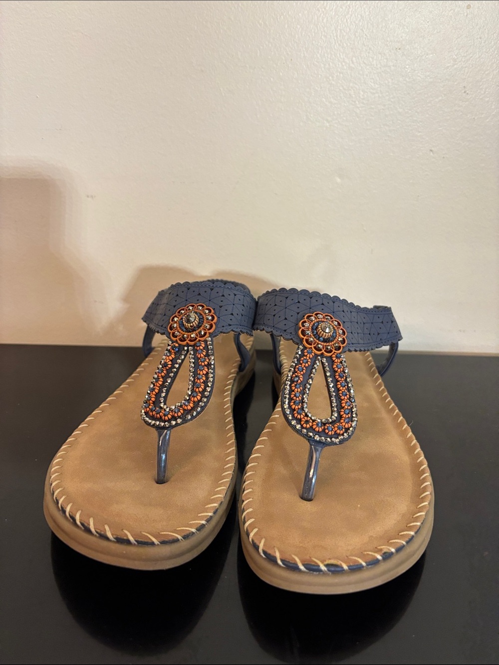 Shibever Beaded Thong Sandals